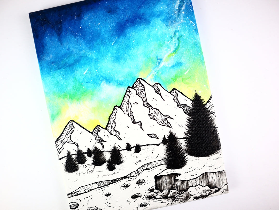 GALAXY MOUNTAINS ORIGINAL ACRYLIC PAINTING by Samuel Morales