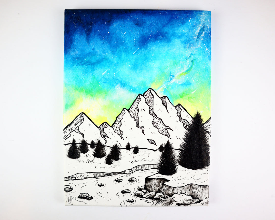 GALAXY MOUNTAINS ORIGINAL ACRYLIC PAINTING by Samuel Morales