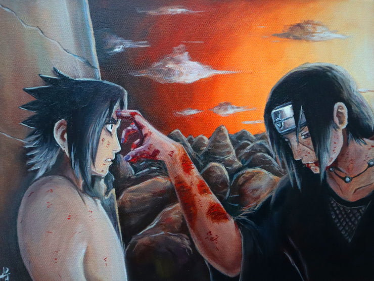 Sasuke & Itachi Final Moments 12” x 16” ORIGINAL Oil Painting